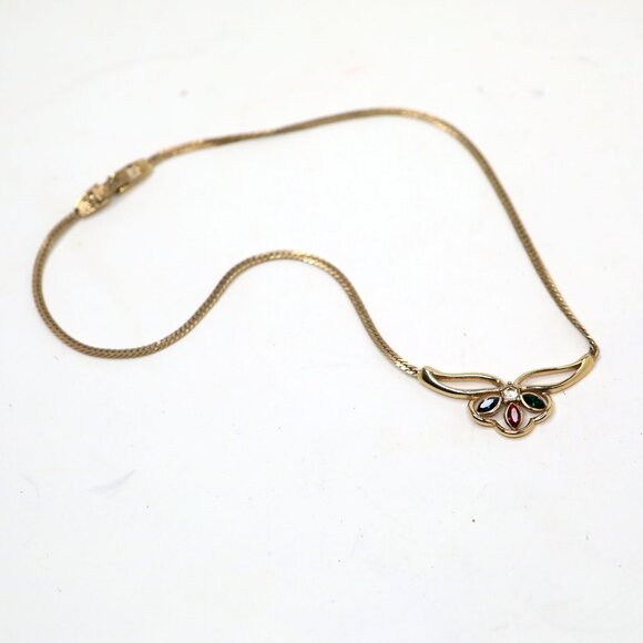 Vintage Attwood & Sawyer A&S 22ct Gold Plated Swarovski Crystal Pendant Necklace - Picture 11 of 11